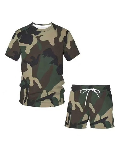 KZZ Men's Summer Casual Camouflage Set