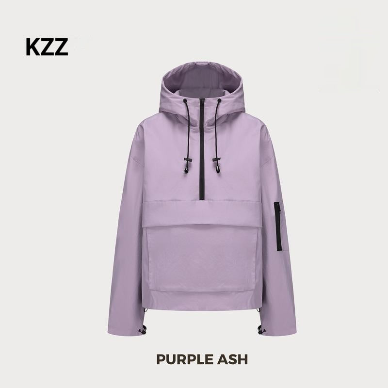 KZZ waterproof oversized autumn hoodie jacket warm semi-zipper jacket can be worn in daily seasons