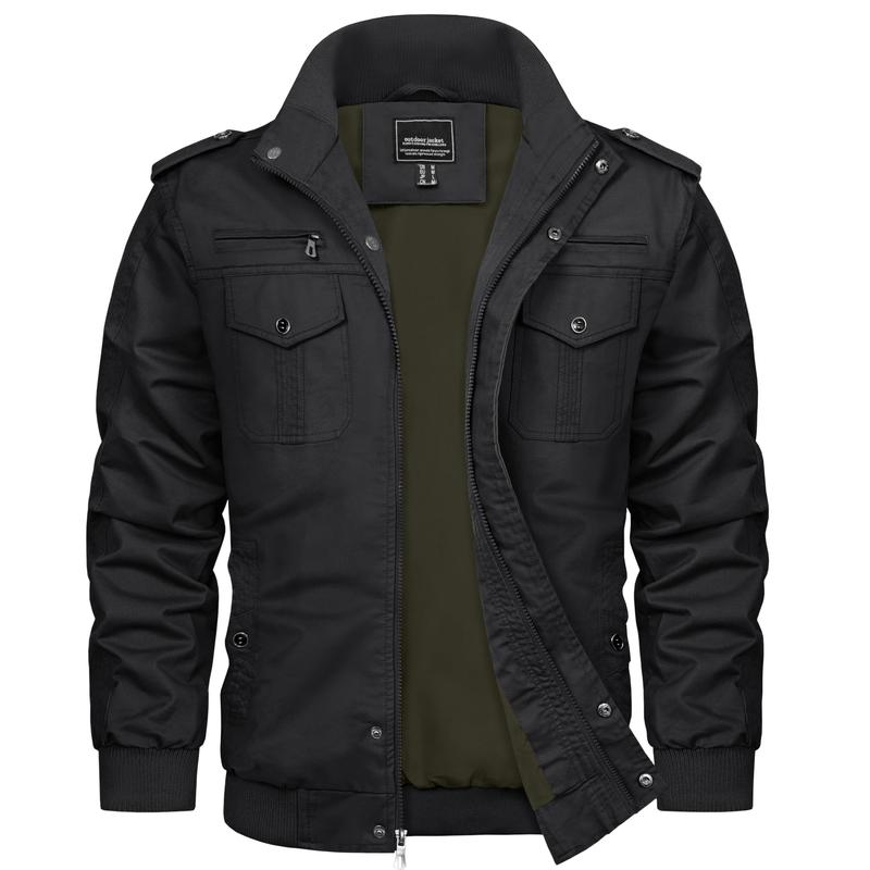 KZZ autumn men's casual windbreaker jacket workwear stand collar bomber jacket