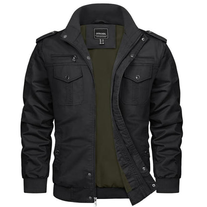KZZ autumn men's casual windbreaker jacket workwear stand collar bomber jacket