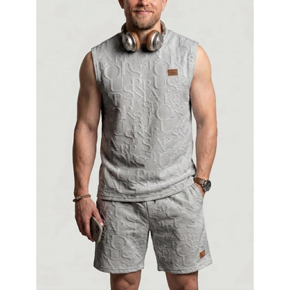 KZZ Men's Stylish Minimalist Sleeveless Two-Piece Set