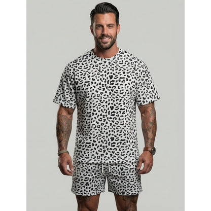KZZ Men's Leopard Print Two-Piece Set