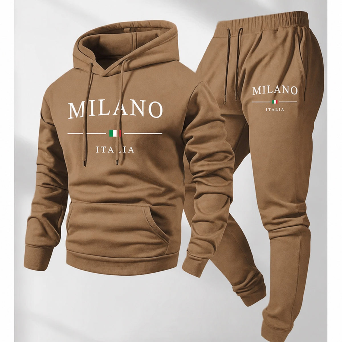 KZZ Men's  Letter Printed Hoodie and Drawstring Sweatpants Set