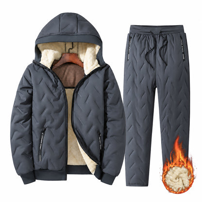 KZZ Men’s Autumn Winter Fleece Thickened Set - Multi-Pocket Design