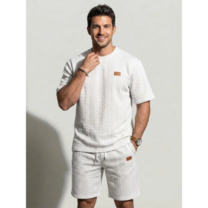KZZ Men's summer casual fashion round neck short-sleeved short pants set