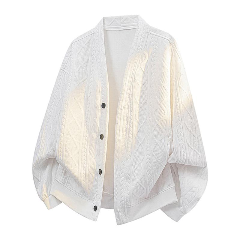 KZZ Men’s Plus-Size Loose-Fit Knitted Cardigan