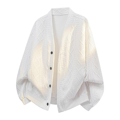 KZZ Men’s Plus-Size Loose-Fit Knitted Cardigan