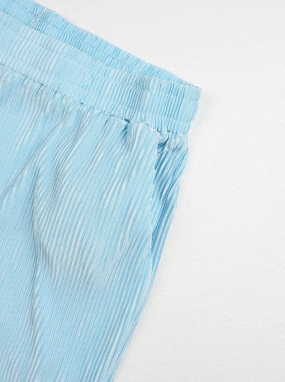 KZZ Solid-Color & Striped Short-Sleeve Two-Piece Set