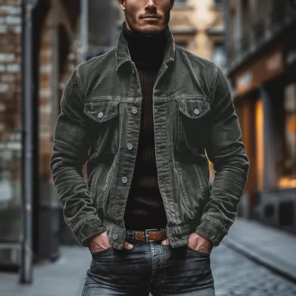 KZZ Men's Autumn/Winter New Arrival Corduroy Long-Sleeved Jacket