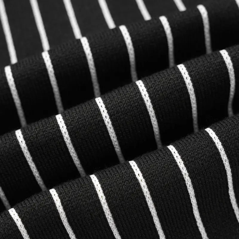 KZZ Men’s Vintage-Style Striped Double-Breasted Knitted Cardigan