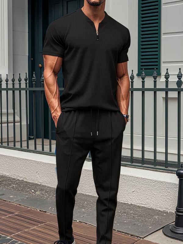 KZZ Men's Pure Color Jacket and Sports Leisure Long Pants
