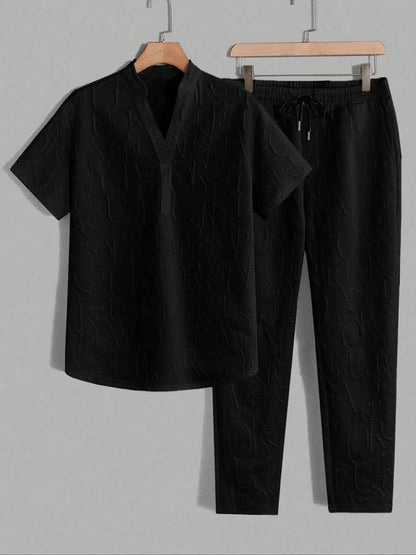 KZZ letter T-shirt and drawstring pants spring and summer casual set
