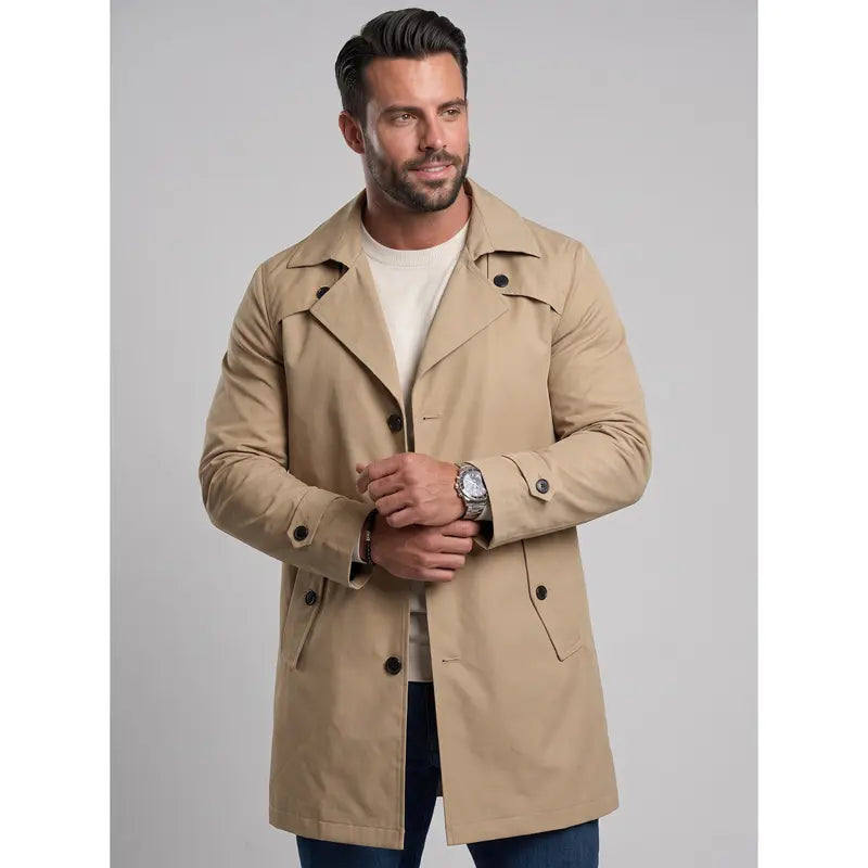 KZZ Men’s Classic Lapel Trench Coat
