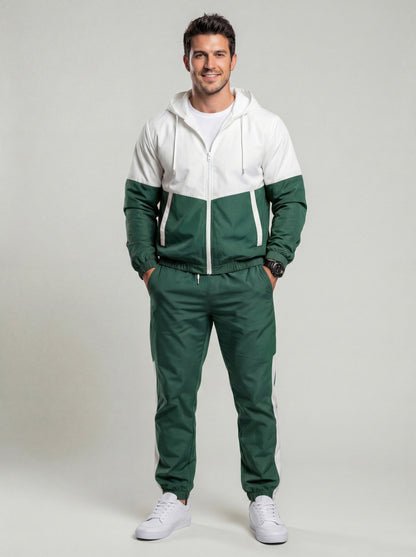 KZZ patchwork jacket and casual sports pants two-piece set