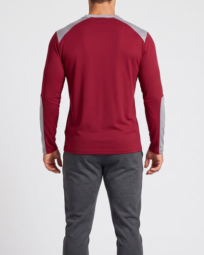 KZZ Men's drawstring waffle color-blocked long-sleeved plus-size casual sports style sweatshirt