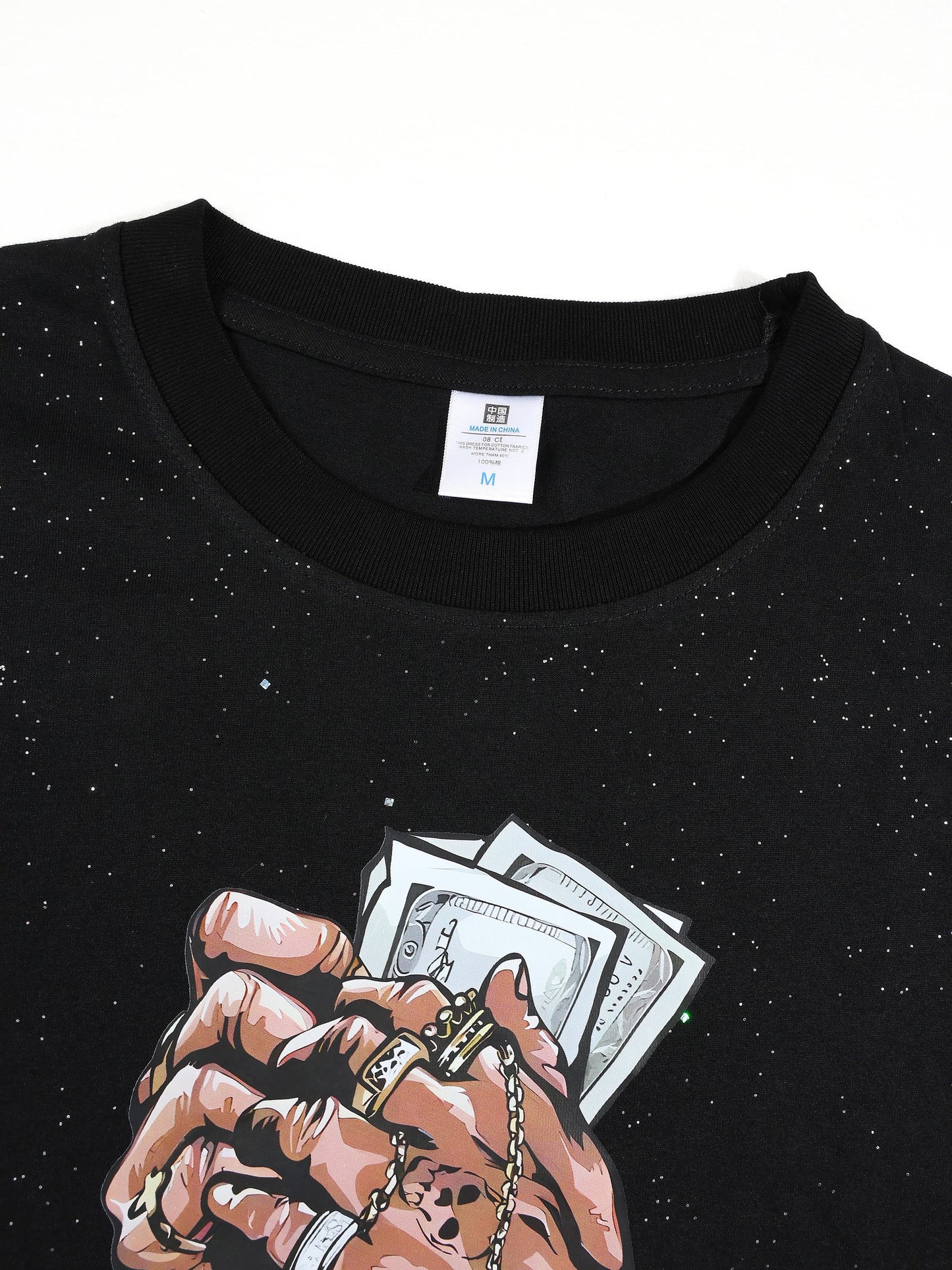 KZZ Men's Short-Sleeve Tee with Dazzling "Starry Sky" Effect