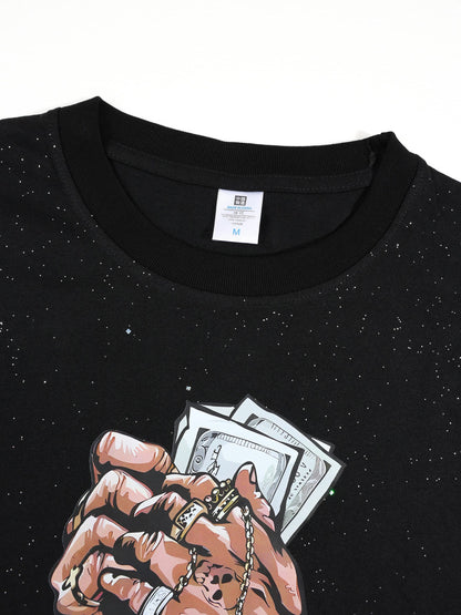 KZZ Men's Short-Sleeve Tee with Dazzling "Starry Sky" Effect