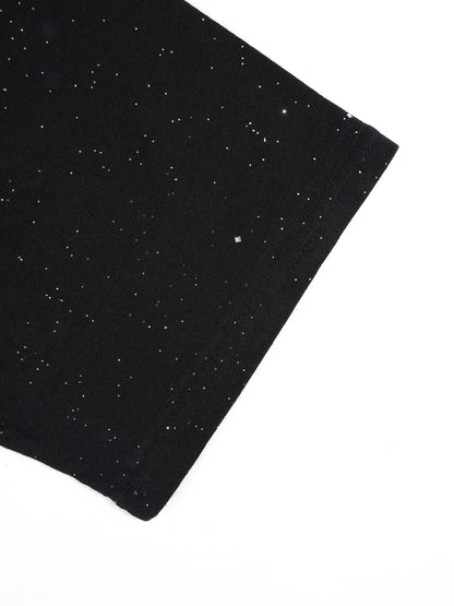 KZZ Men's Short-Sleeve Tee with Dazzling "Starry Sky" Effect