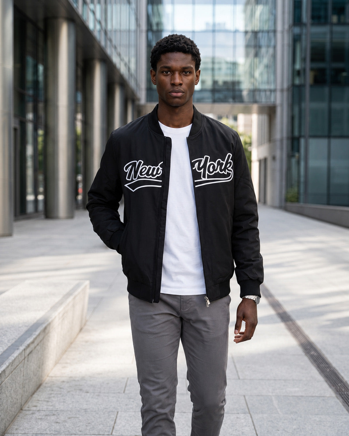 KZZ Letter Print Sports Jacket