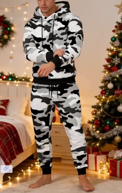KZZ Men's Camouflage Hoodie Long Sleeve Pullover, Cuffed Jogger Pants Set