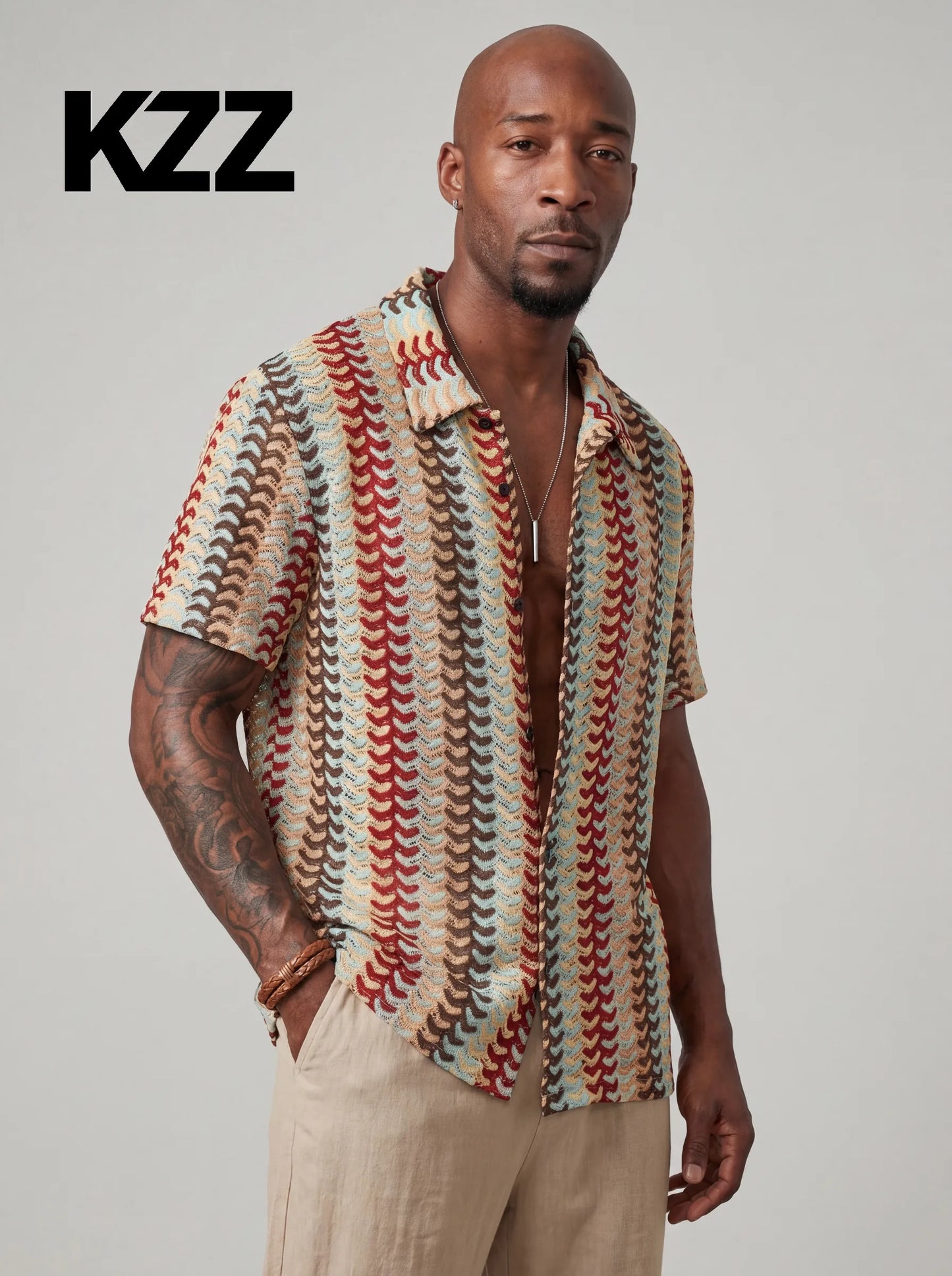 KZZ  New Summer Men's Knitted Shirt