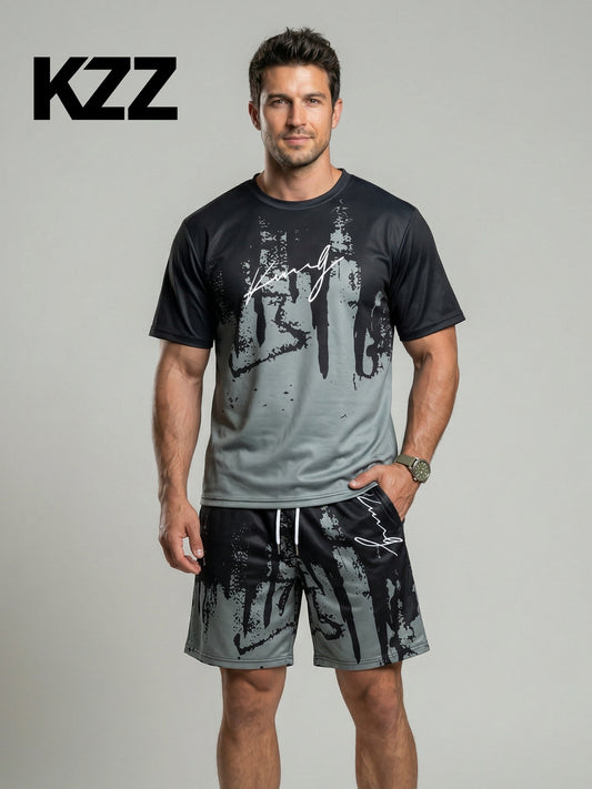 KZZ Men's New Crew-Neck Casual T-Shirt Set