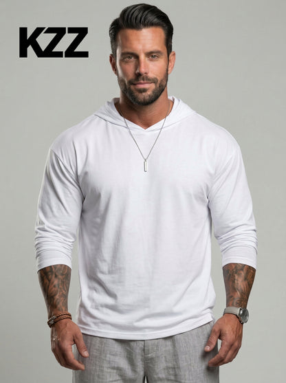 KZZ Hooded Drop-Cut Long Sleeve