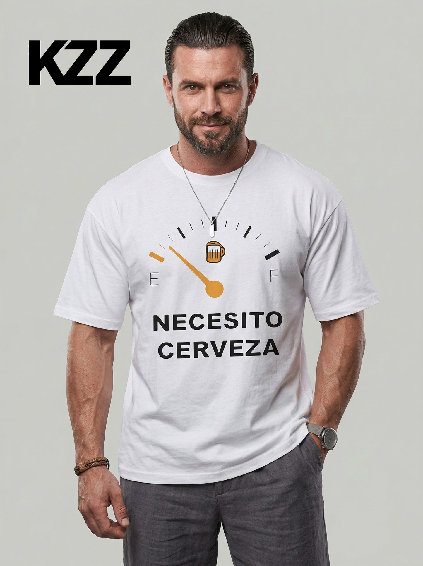 KZZ Men's Regular Fit Crew Neck T-Shirt with Letter Print