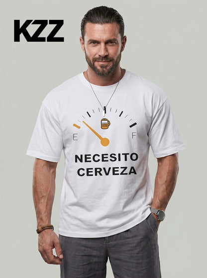 KZZ Men's Regular Fit Crew Neck T-Shirt with Letter Print