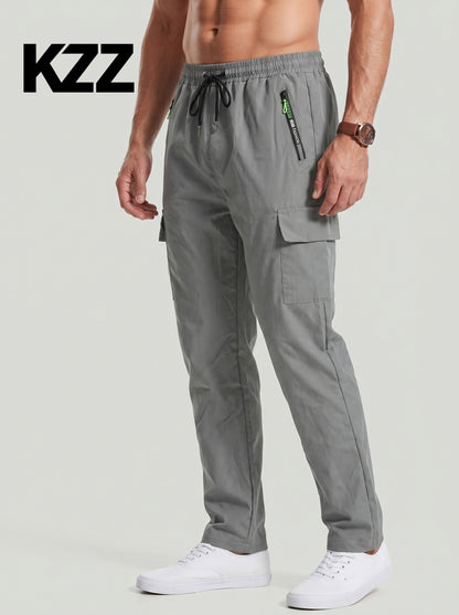 KZZ Men's Solid-Color Cargo Joggers