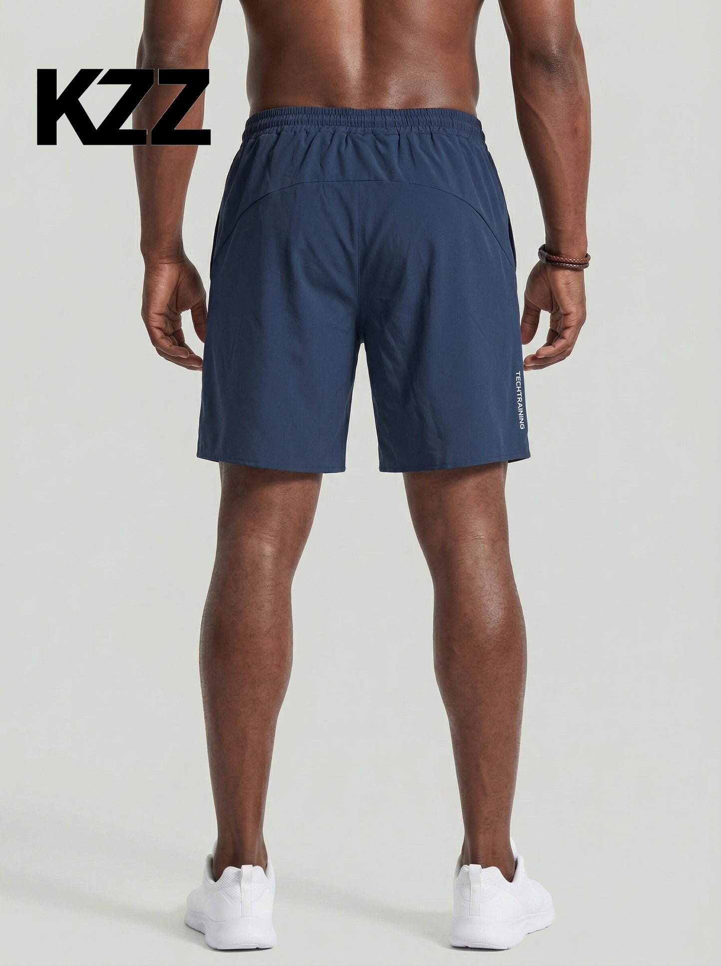KZZ Men's Summer Letter Print Pocket Athletic Sports Shorts