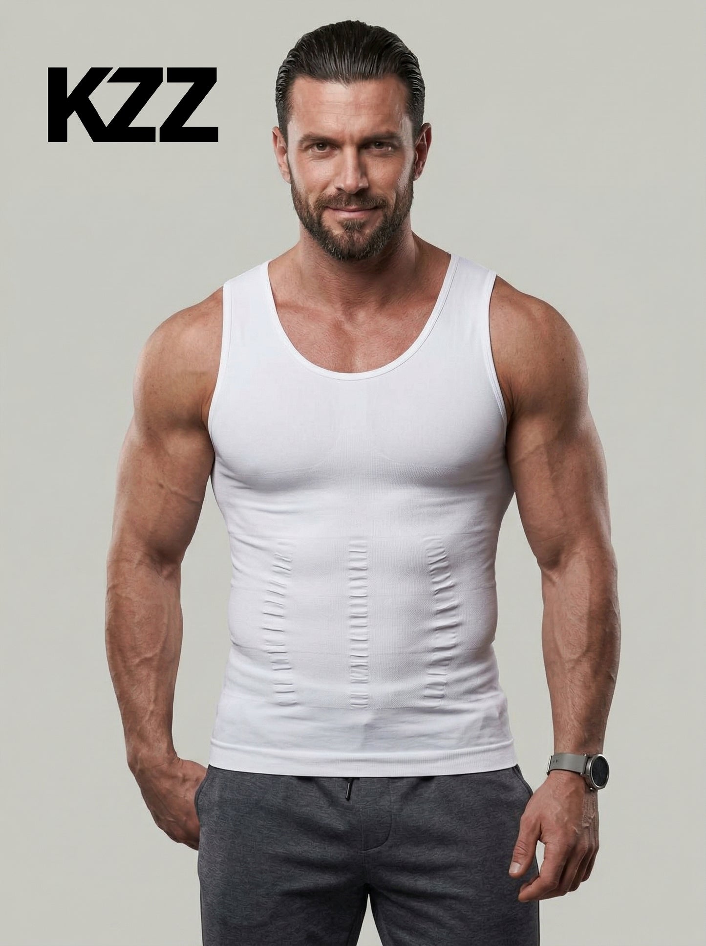 KZZ Men's Solid-Color Slimming & Shaping Vest
