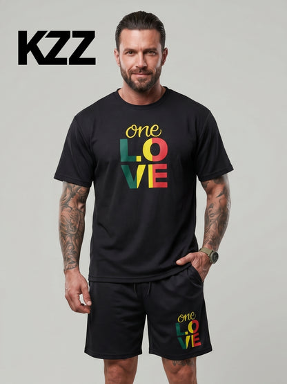 KZZ Men's Printed Two-Piece Set