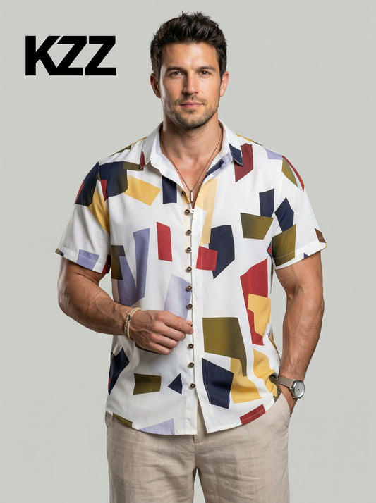 KZZ Summer Beach Men's Stylish Hawaiian Shirt