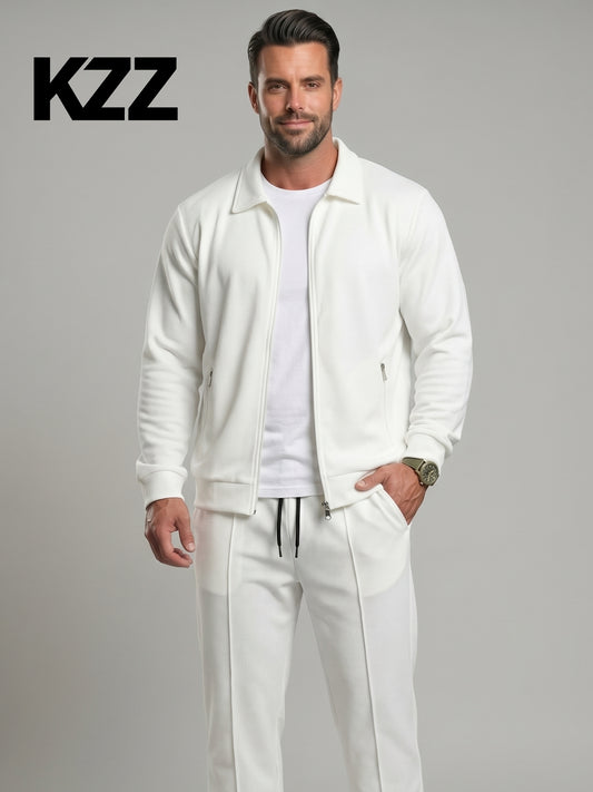 KZZ Men's Stylish Casual Waffle-Knit Business Jacket Suit