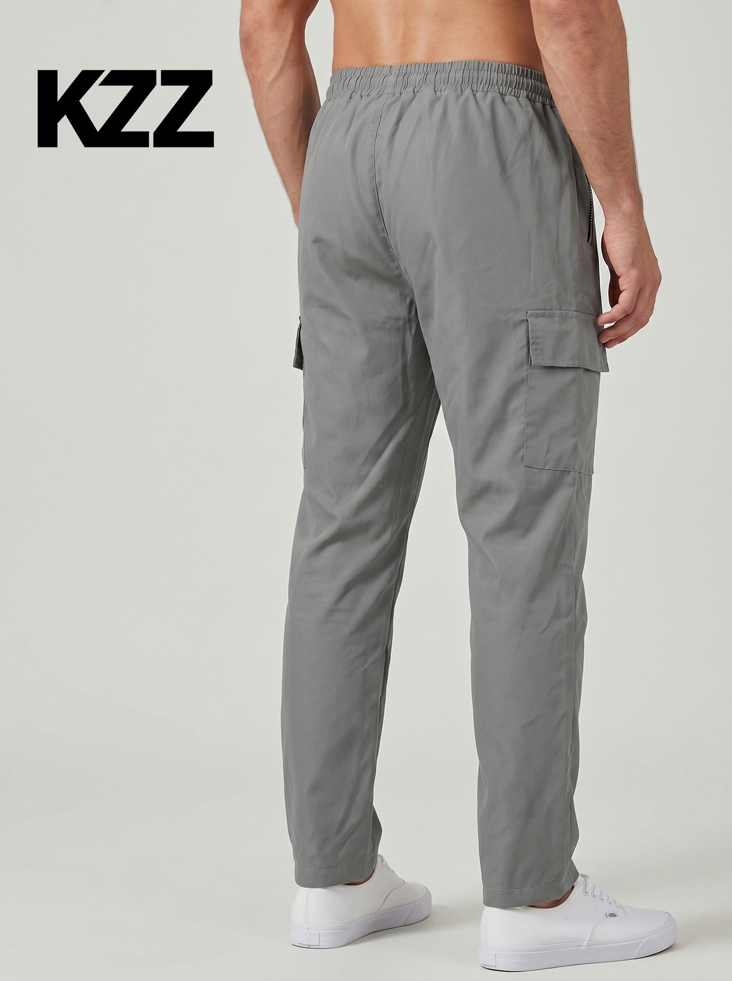 KZZ Men's Solid-Color Cargo Joggers