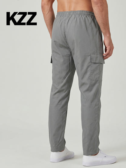 KZZ Men's Solid-Color Cargo Joggers