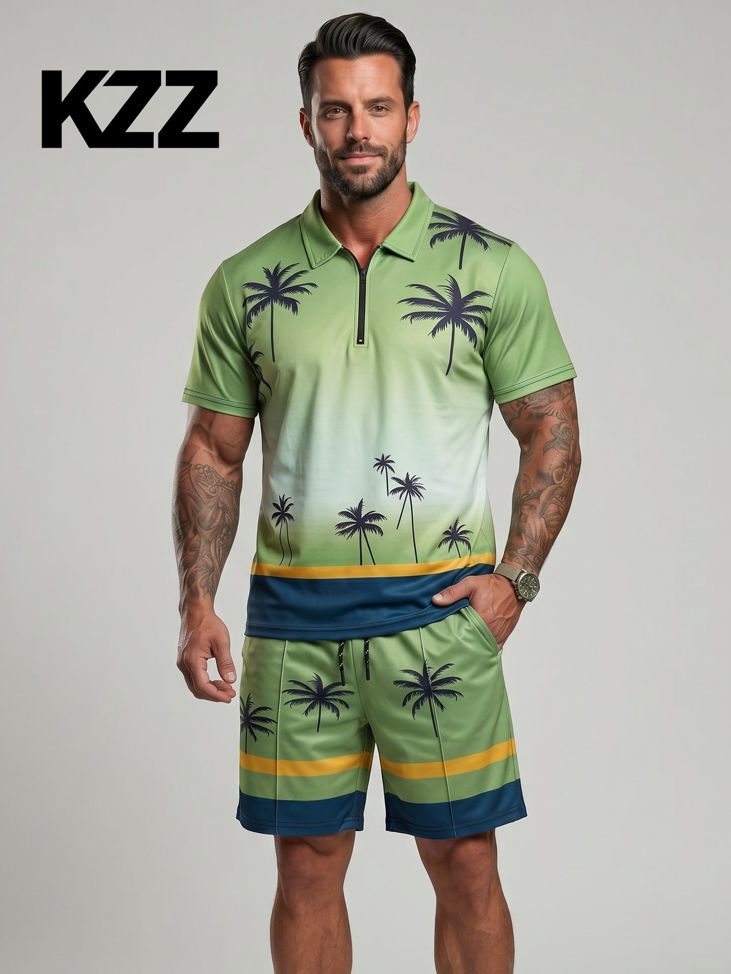 KZZ Regular fit casual polo shirt and shorts