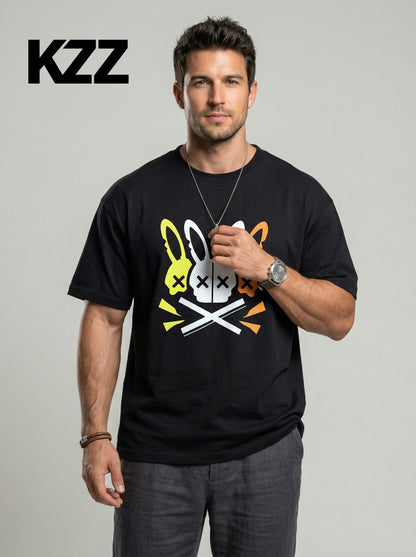 KZZ Men's Casual Crew-Neck T-Shirt