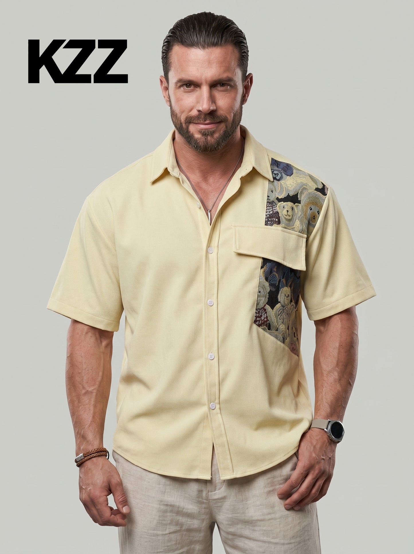 KZZ Men's Summer Short-Sleeve Shirt
