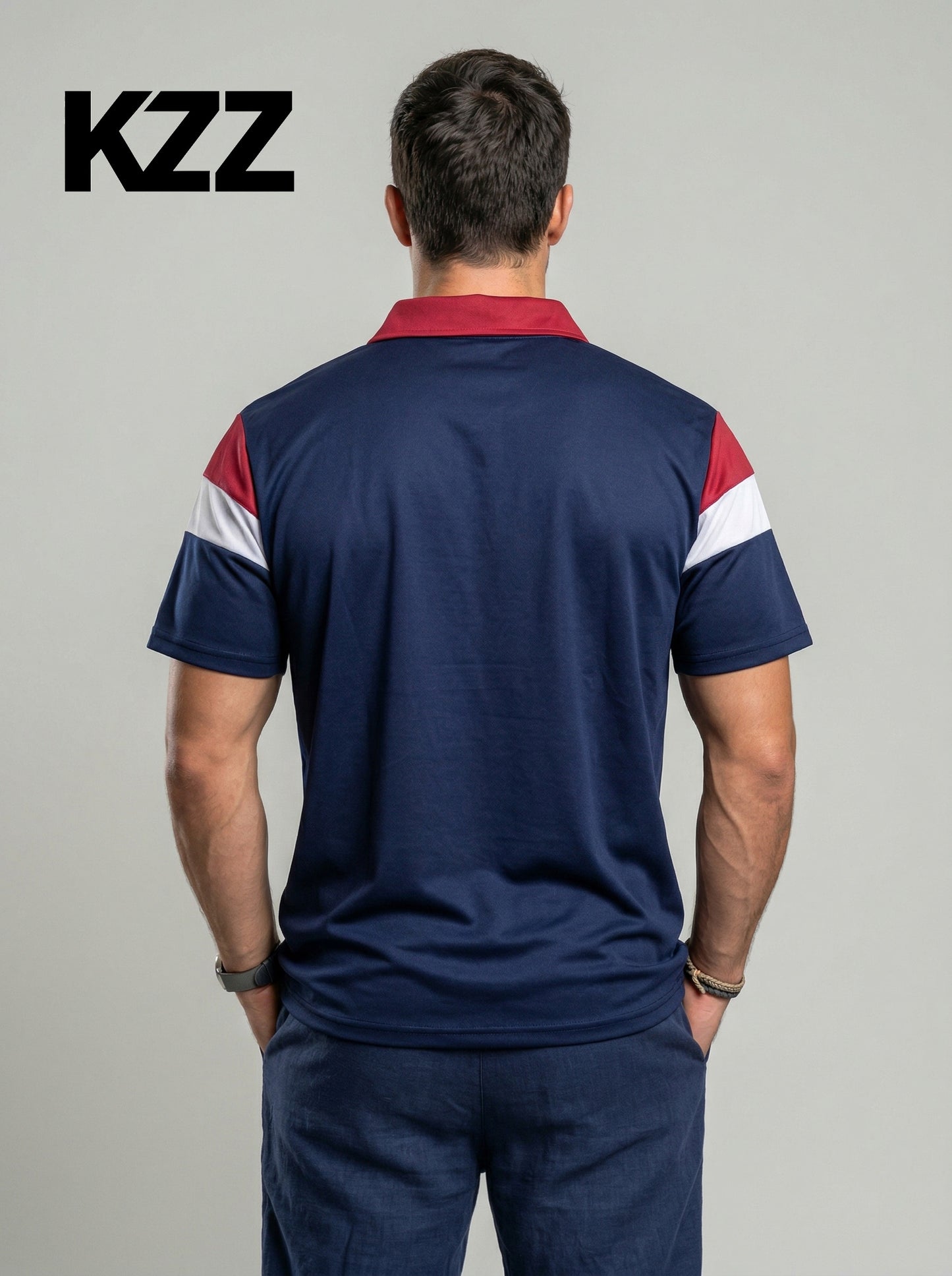 KZZ Men's Colorblock Short Sleeve Polo Shirt