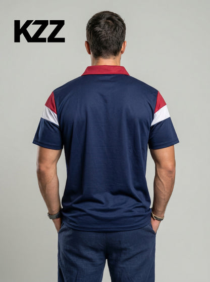 KZZ Men's Colorblock Short Sleeve Polo Shirt