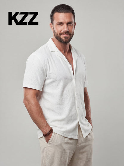KZZ New Summer Men's Openwork Shirt