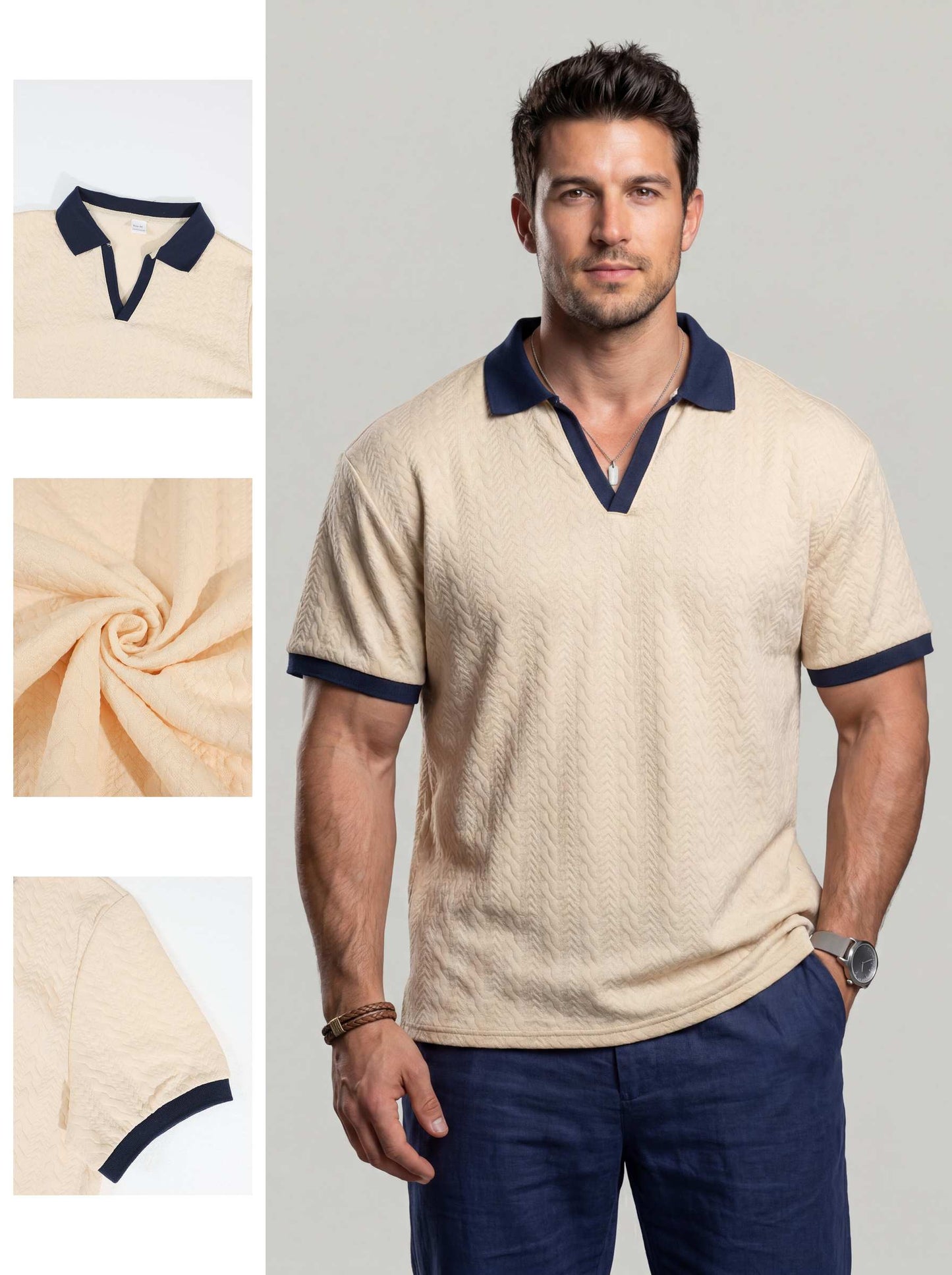 KZZ Men's Simple and Versatile Knitted Pullover