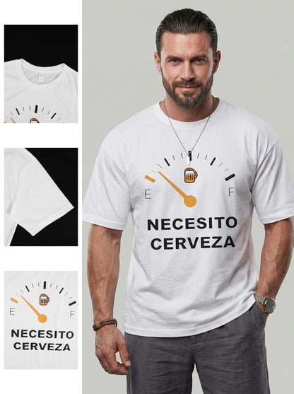 KZZ Men's Regular Fit Crew Neck T-Shirt with Letter Print