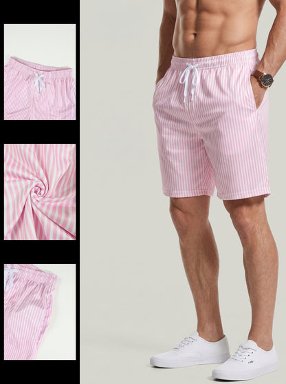 KZZ Men's Regular Fit Striped Print Shorts