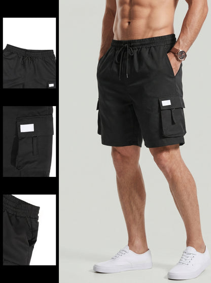 KZZ Men's Plus Size Solid Flap Pocket Cargo Shorts
