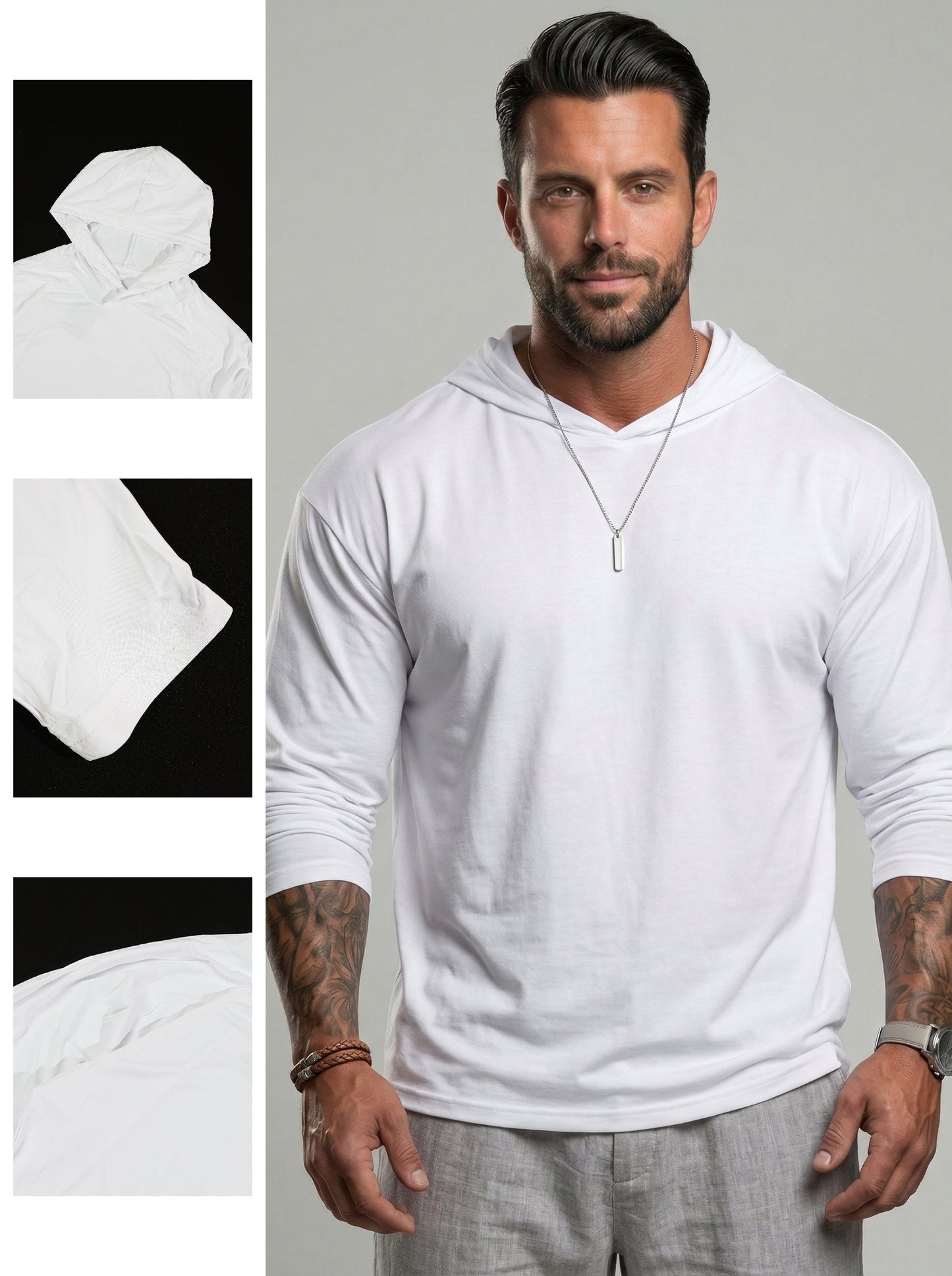 KZZ Hooded Drop-Cut Long Sleeve