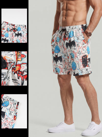 KZZ Men's summer graffiti print sports shorts