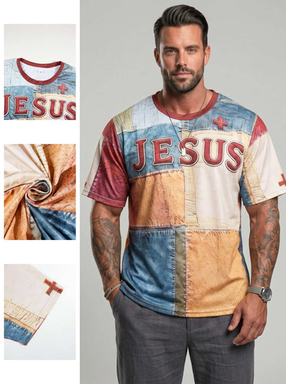 KZZ Paneled Printed Loose-Fit T-Shirt